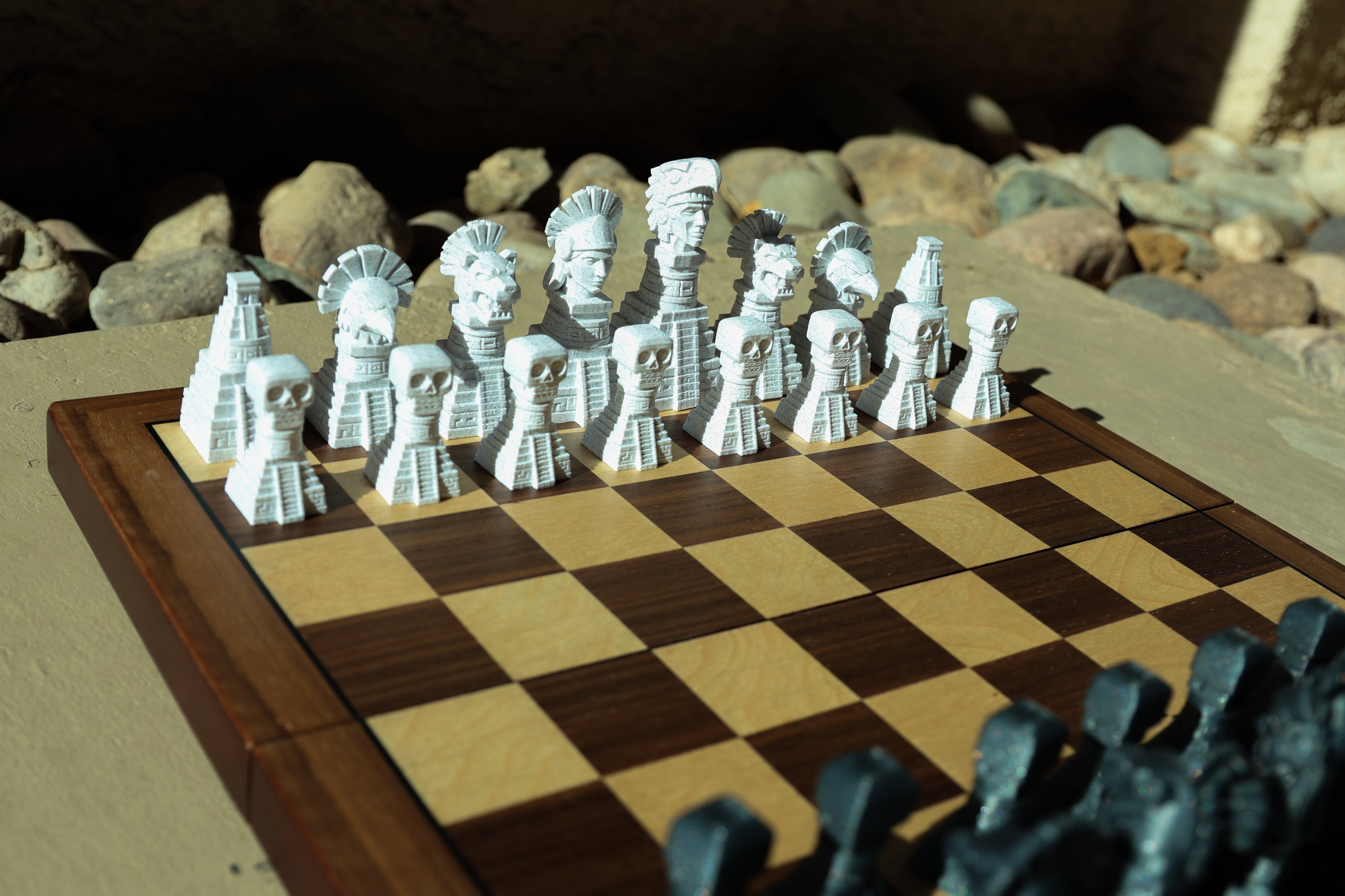 Aztec Chess Set (Unpainted Version) (No Board) – 3D-Printed Chess Set Inspired by the Aztec Civilization