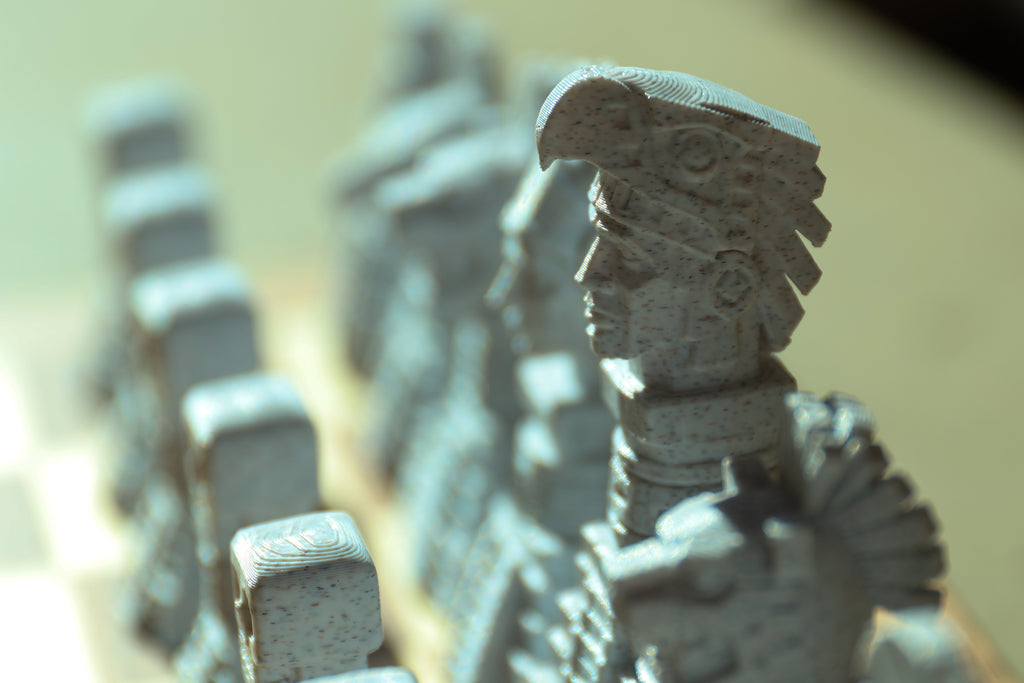 Aztec Chess Set (Unpainted Version) (No Board) – 3D-Printed Chess Set Inspired by the Aztec Civilization