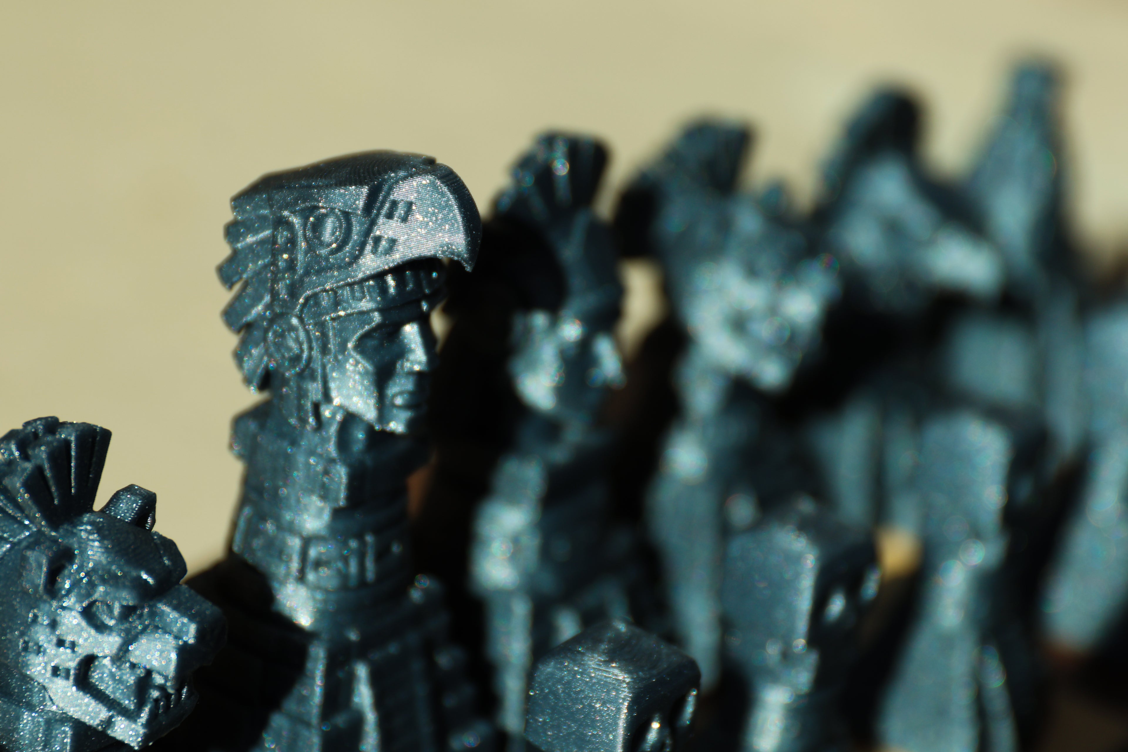 Aztec Chess Set (Unpainted Version) (No Board) – 3D-Printed Chess Set Inspired by the Aztec Civilization