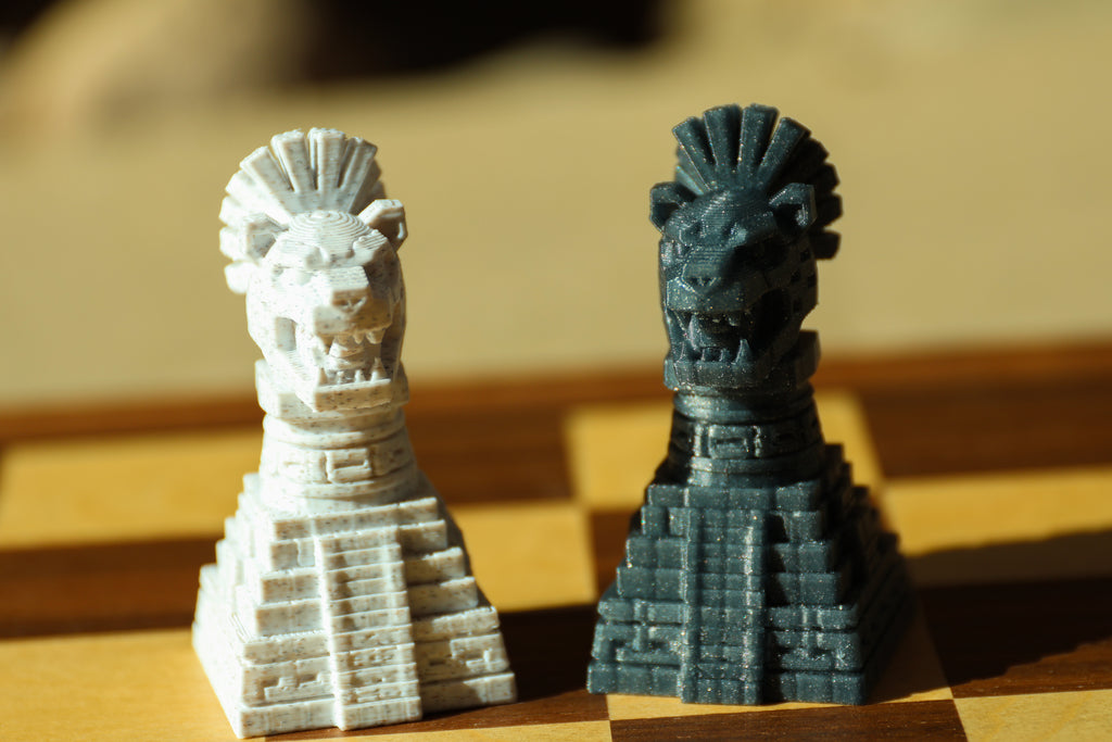 Aztec Chess Set (Unpainted Version) (No Board) – 3D-Printed Chess Set Inspired by the Aztec Civilization