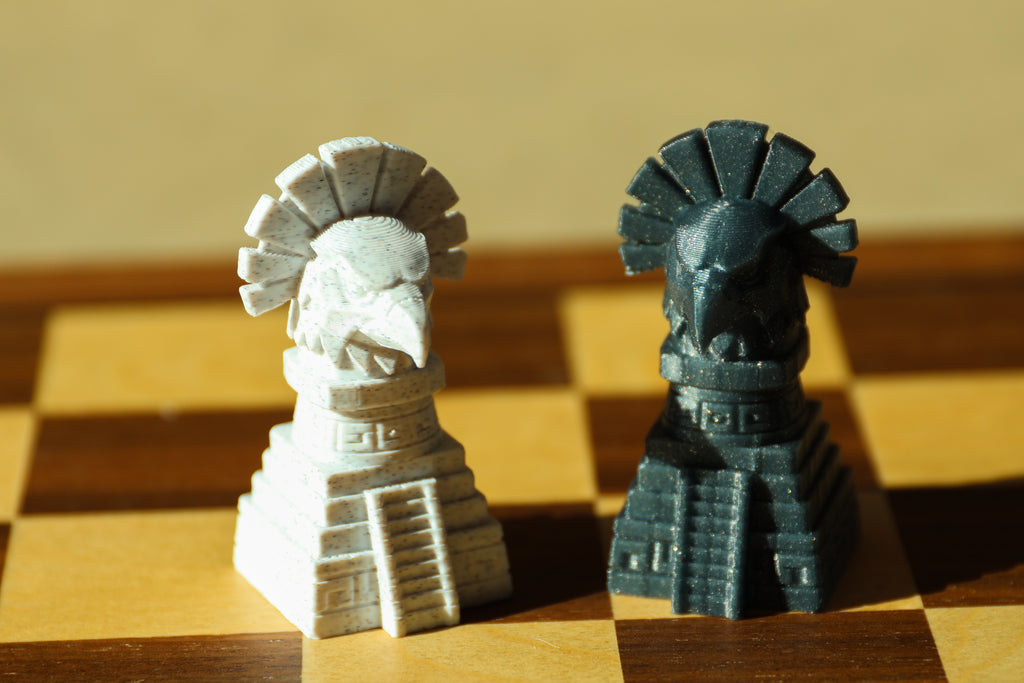 Aztec Chess Set (Unpainted Version) (No Board) – 3D-Printed Chess Set Inspired by the Aztec Civilization