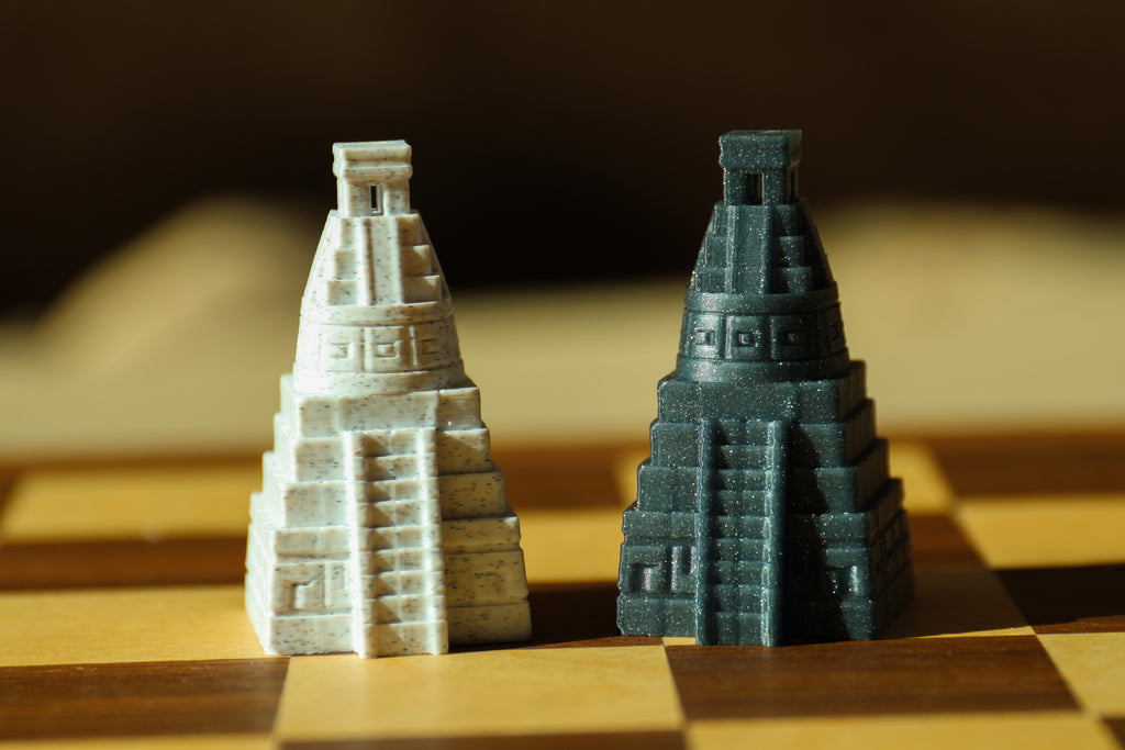Aztec Chess Set (Unpainted Version) (No Board) – 3D-Printed Chess Set Inspired by the Aztec Civilization