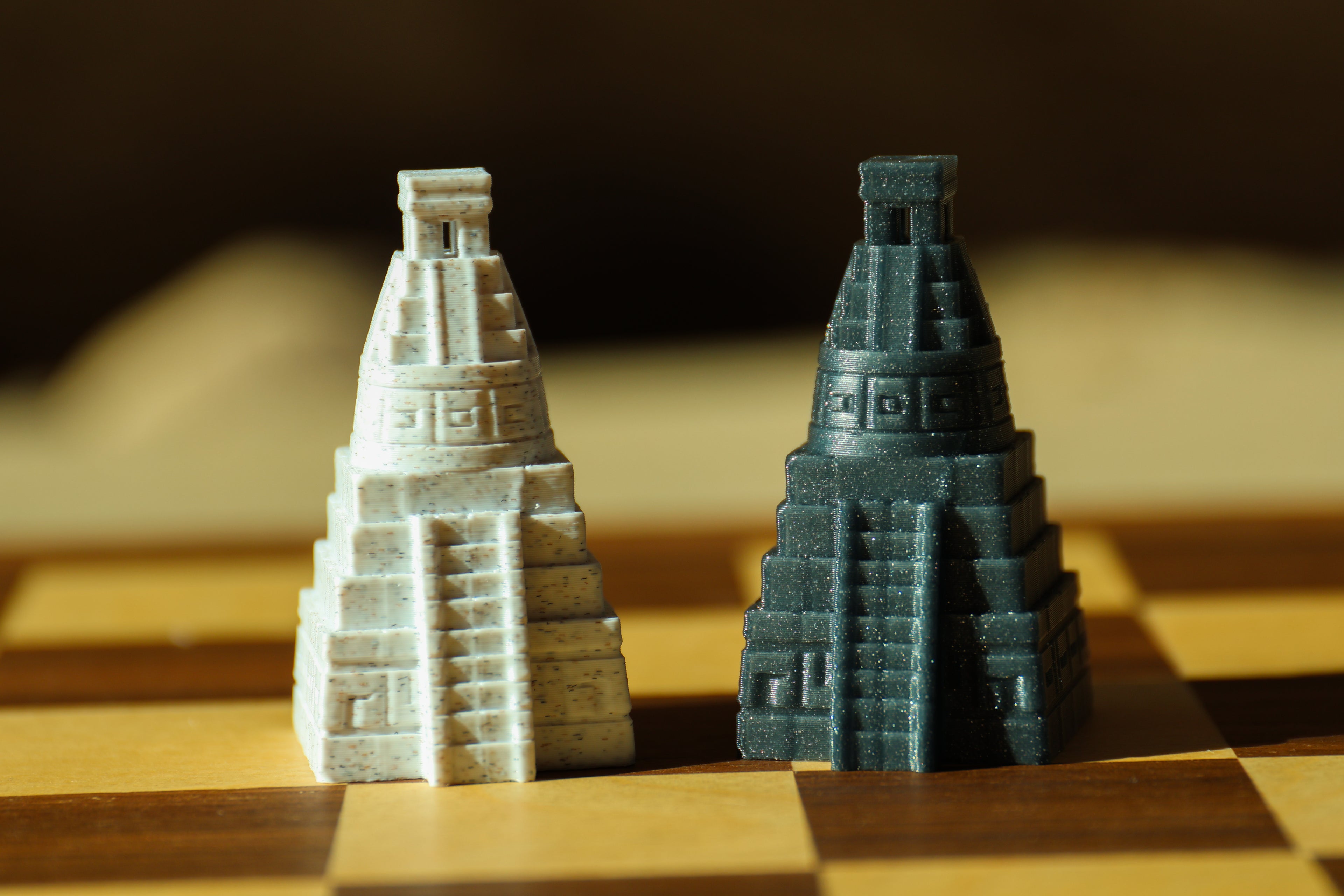 Aztec Chess Set (Unpainted Version) (No Board) – 3D-Printed Chess Set Inspired by the Aztec Civilization