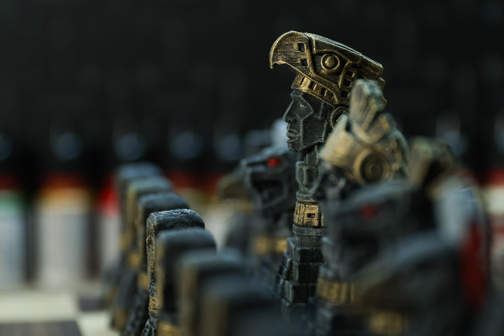 The Aztec Chess Set: Collectable pieces handpainted ancient civilization. Historical gift (No Board).