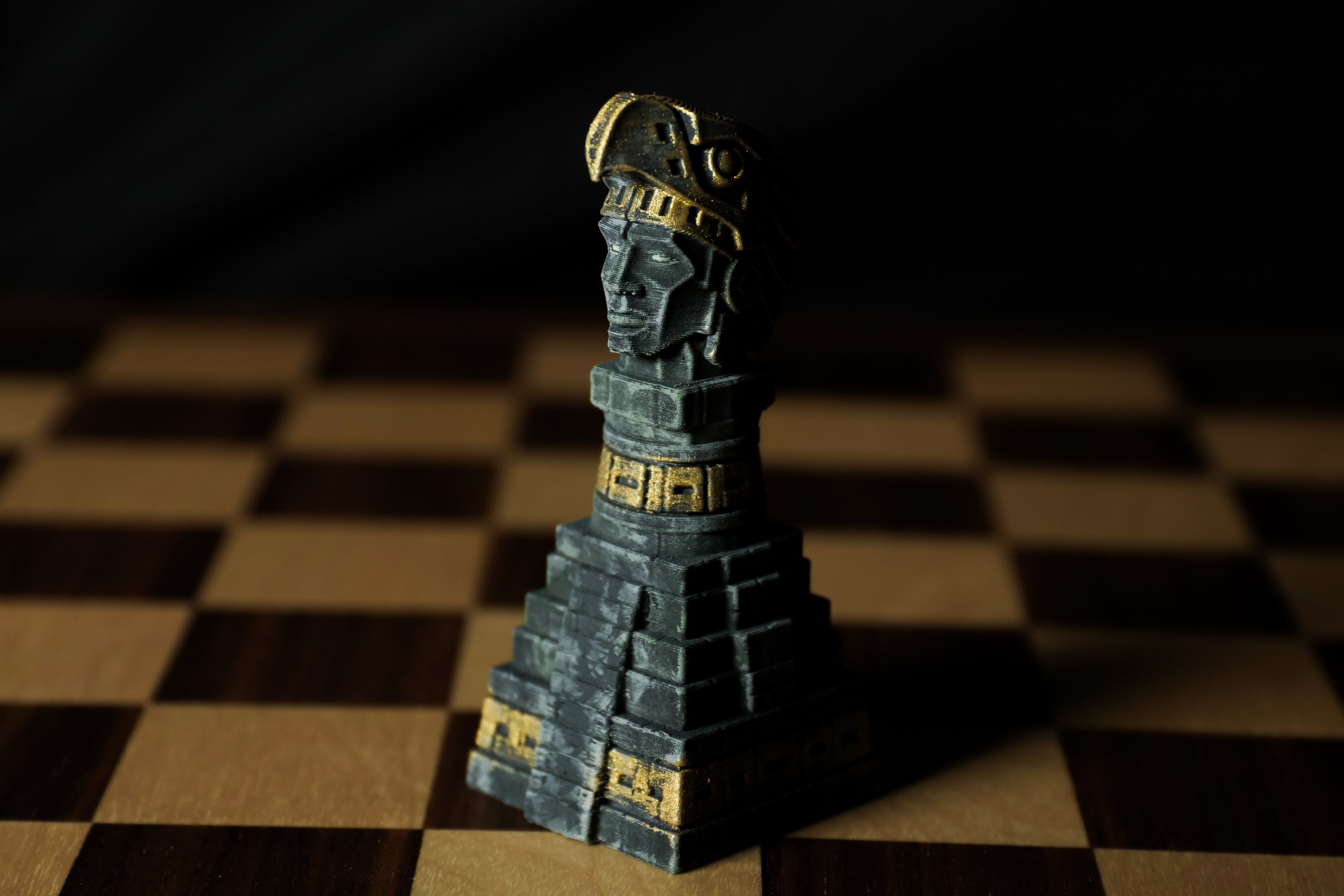 Aztec King Chess Piece | Handpainted Sole Aztec Chess King Piece