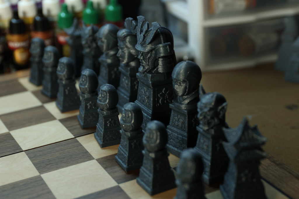 Japanese Chess Set | Unpainted Version | (No Board) Based On Ancient Japanese Civilization | Samurai, Geisha and Ninja