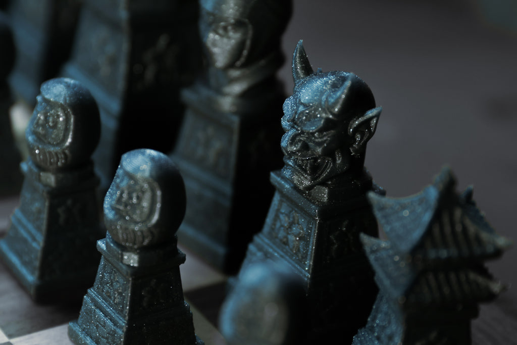 Japanese Chess Set | Unpainted Version | (No Board) Based On Ancient Japanese Civilization | Samurai, Geisha and Ninja