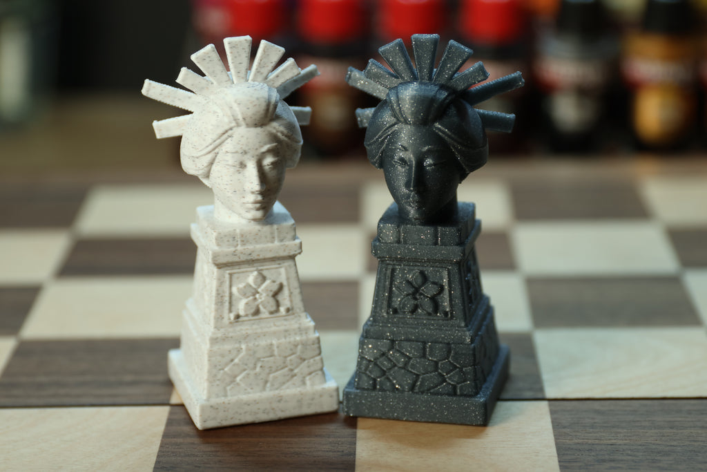 Japanese Chess Set | Unpainted Version | (No Board) Based On Ancient Japanese Civilization | Samurai, Geisha and Ninja