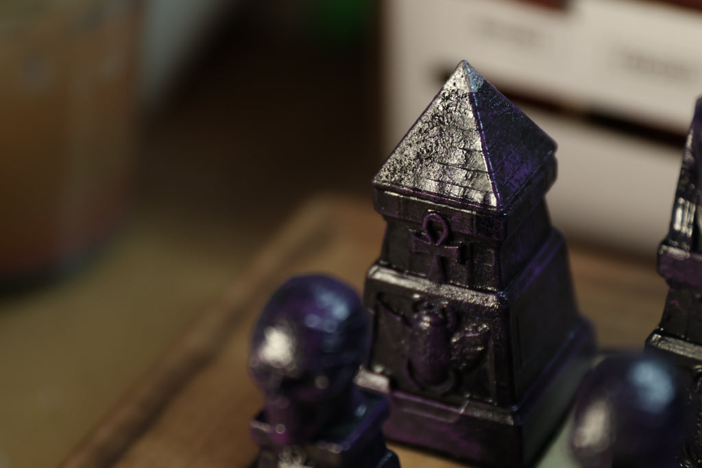 Egyptian Chess Set (NO BOARD) Sandstone Vs Obsidian | Full Chess Set