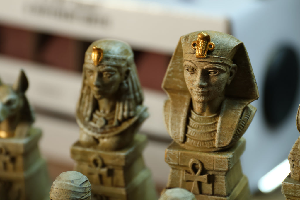 Egyptian Chess Set (NO BOARD) Sandstone Vs Obsidian | Full Chess Set