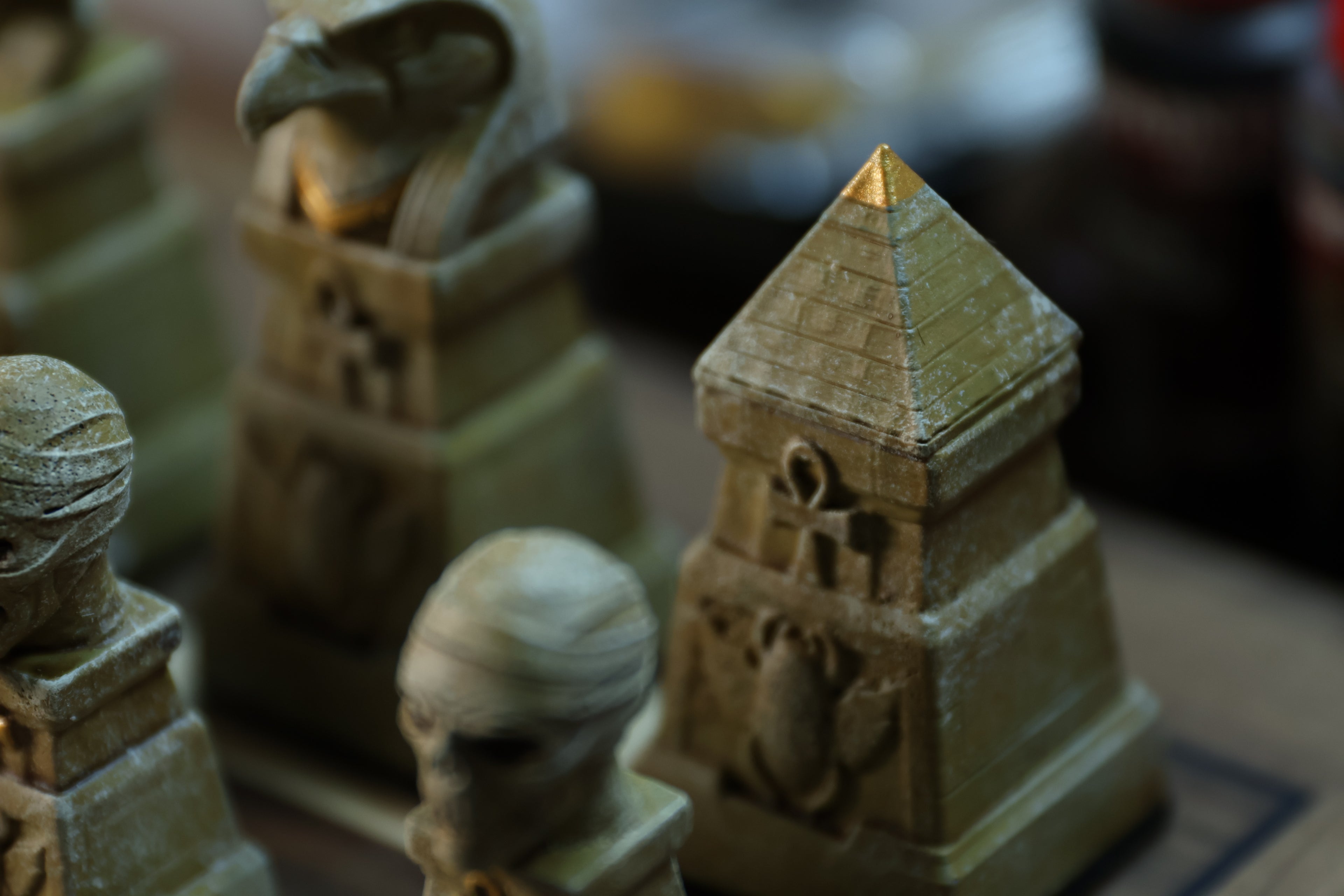 Egyptian Chess Set (NO BOARD) Sandstone Vs Obsidian | Full Chess Set