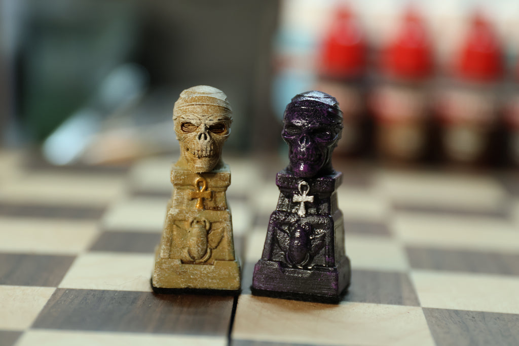 Egyptian Chess Set (NO BOARD) Sandstone Vs Obsidian | Full Chess Set